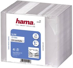 Pudełko Hama na CD-Slim, 20 szt., przezroczyste, pudełko na baterie Pokrowiec Slim CD Hama 00011521, 20 szt.