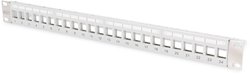 Patch panel 19'' 24-portowy, 1U, nieekranowany, pole opisowe, szary Patchpanel Digitus DN-91410-LF, 24 Porty, 483 mm (19''), 1 U