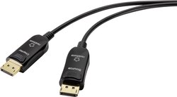Kabel połączeniowy Renkforce DisplayPort 30,00 m, pozłacane styki wtyczki, czarny [1x wtyczka DisplayPort - 1x DisplayPort S  Kabel światłowodowe, DisplayPort Renkforce RF-4598014, 8K, 30.00 m
