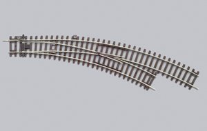 Tor Piko BWR, system A, 55223, zwrotnica prawa, łukowa, kąt 15°, skala H0