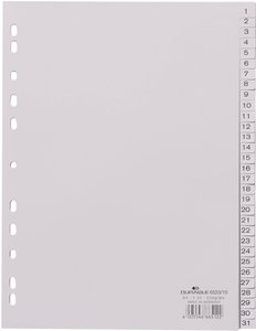 Rejestr Durable 6523 DIN A4 1-31 polipropylen szary 31 zakładek wytłoczone zakładki