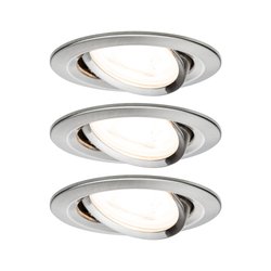 Oprawa wpuszczana LED Nova zestaw podstawowy obrotowa okrągła 84mm 50° GU10 3x6,5W 230V 2700K żelazko szczotkowane Lampa do zabudowy Paulmann Nova 93429 Zestaw 3-elementowy 19.5 W 460 lm