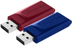 Pendrive USB Verbatim Slider 2 GB USB 2.0 niebieski/czerwony Pendrive USB Verbatim 49327, 2 szt.