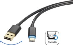 Kabel USB Renkforce, USB 2.0, Złącze męskie USB-A, Złącze męskie USB-C®, 1.50 m
