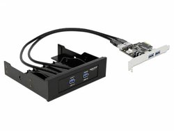 Delock Panel przedni 2 x USB 3.0 + karta PCI Express 2 x USB 3.0 Karta kontrolera USB 3.2 Gen 1 Delock 61893 61893 2+2 Porty