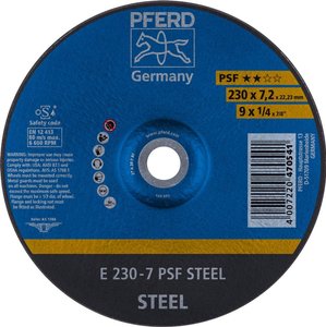 PFERD 62023634 Psf Steel Tarcza tnąca wygięta Średnica 230 mm Średnica otworu 22.23 mm  10 szt.