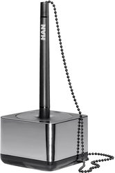 Stojak na długopis i-Line, CHROMOWANY, elegancki z łańcuszkiem, czarny, chromowany Stojak na długopis HAN i-LINE 27651-88, 1 szt.