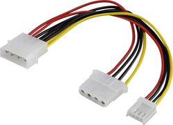 Przedłużacz Renkforce RF-4166421 [1x złącze męskie IDE 4-pin - 1x złącze żeńskie IDE 4-pin, złącze żeńskie floppy, zasilające] 0.15 m