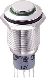 Przełącznik wciskany, wandaloodporny zatrzask TRU COMPONENTS LAS2GQH-22ZE/G/12V/S/P, 2 x wł/wł, 1 szt.