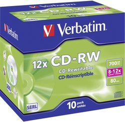 Pudełko na dyski CD-RW firmy Verbatim CD-RW Verbatim 43148 10 szt.