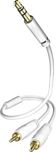 Kabel audio Inakustik Star z wtyczką jack 3,5 mm na 2 x złącze męskie cinch, biały, 10 m. Kabel Cinch / Jack Inakustik 00310010 pozłacane styki 10.00 m