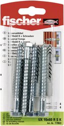 Kołki rozporowe ze śrubą z łbem sześciokątnym Fischer 77863, 10 x 60 mm, zestaw