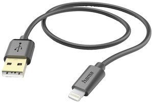 Kabel do ładowania USB Hama, USB 2.0, Złącze męskie Lightning, Złącze męskie USB-A, 1.50 m