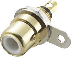 Złącze męskie RCA/Cinch TRU COMPONENTS 719258, złocony, złącze żeńskie do wbudowania pionowego, 1 szt.