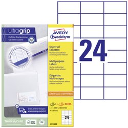 Etykiety uniwersalne Avery-Zweckform 3474-200, trwałe, z ultragrip, 70 x 37 mm, do drukarek atramentowych, czarno-biały laser, kolorowy laser, A4 Avery-Zweckform 3474-200 Etykieta uniwersalna 70 x 37 mm Papier biały 5280 szt. Trwały Drukarka Laserowa, kol