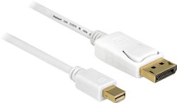 Kabel DisplayPort Delock, złącze męskie mini Displayport na złącze męskie Displayport, 3 m Przejściówka Mini DisplayPort, DisplayPort Delock 83483 83483, pozłacane styki, 3.00 m