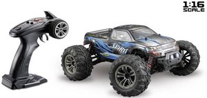Elektryczny monster truck 1:16 Spirit czarny / niebieski RtR Model samochodu RC Absima Spirit, 2,4 GHz